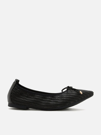 PAZZION, Eliza Weaved Bow Flats, Black