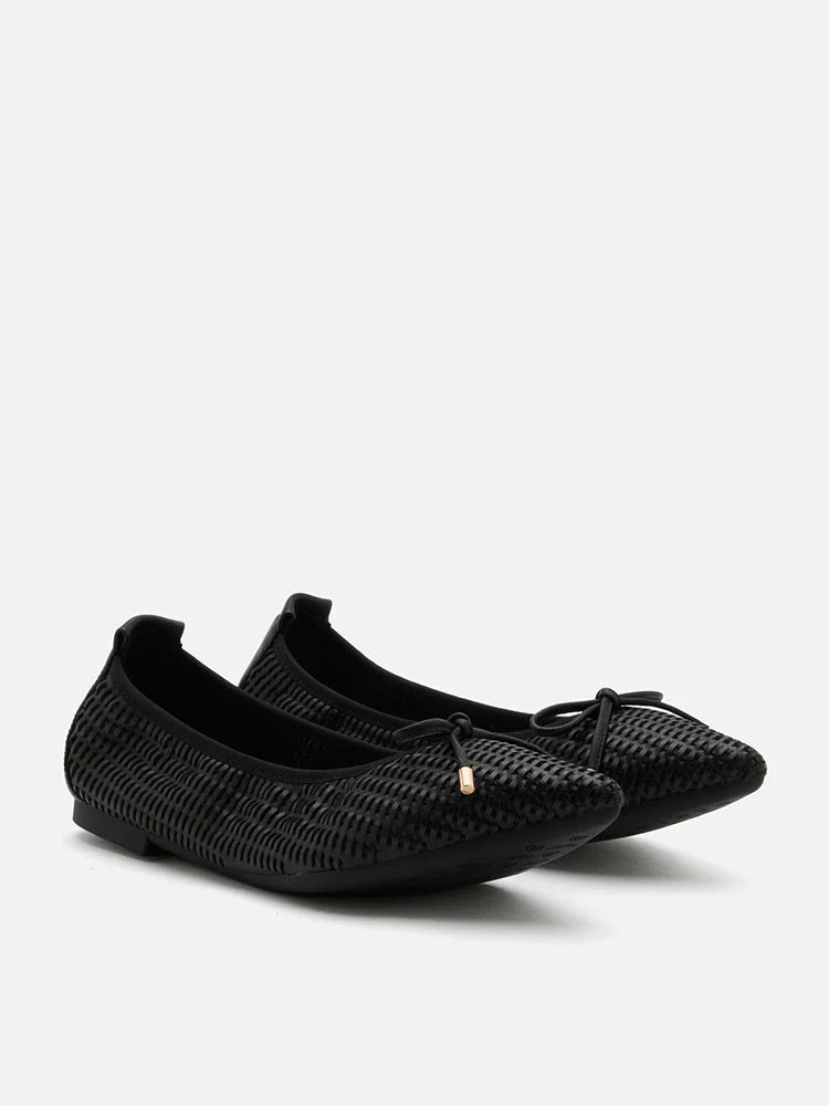 PAZZION, Eliza Weaved Bow Flats, Black