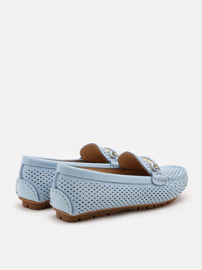 PAZZION, Ellie Monotonous Cut Out Moccasins, Blue