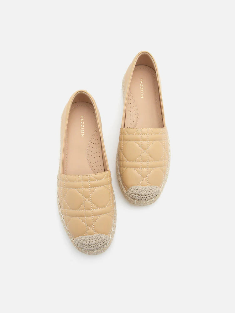 PAZZION, Elodie Quilted Espadrilles, Almond