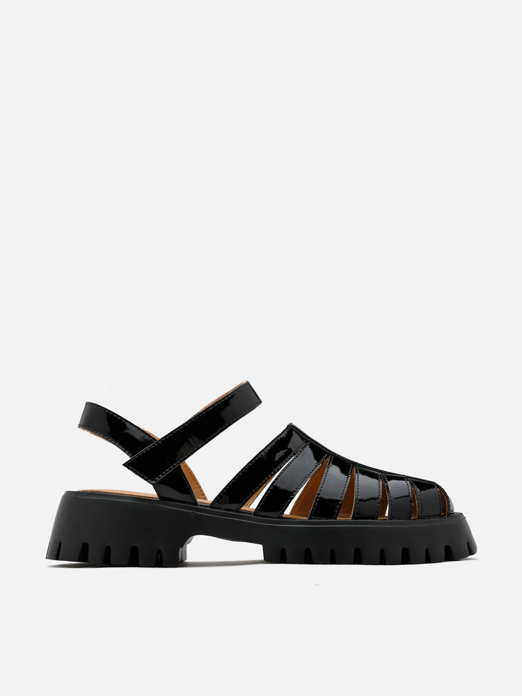 PAZZION, Elowen Cage Strap Sandals, Black