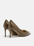PAZZION, Elysia Embellished Pointed Heels, Khaki