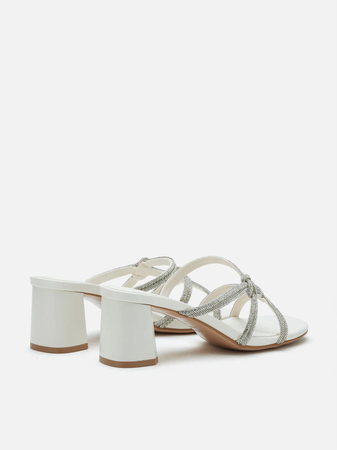 PAZZION, Ema Double Knot Crystal Sandal Heels, Beige