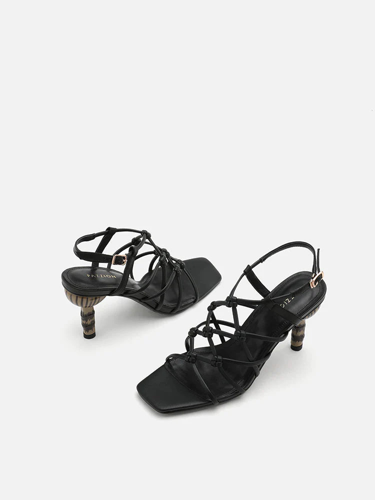 PAZZION, Emmeline Strappy Heel Sandals, Black