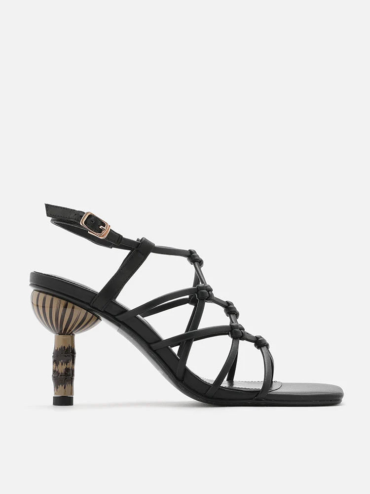 PAZZION, Emmeline Strappy Heel Sandals, Black