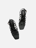 PAZZION, Emmeline Strappy Heel Sandals, Black