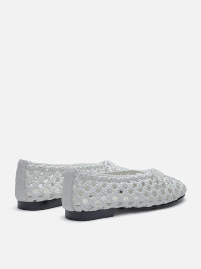 PAZZION, Enya Woven Bow Flats, White