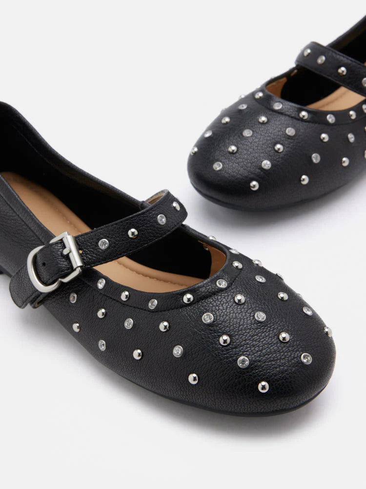 PAZZION, Enzo Studded Mary Janes, Black