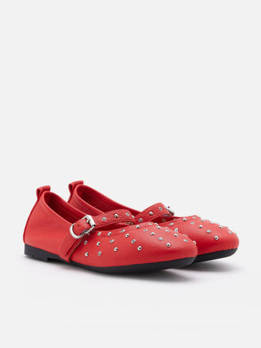 PAZZION, Enzo Studded Mary Janes, Red