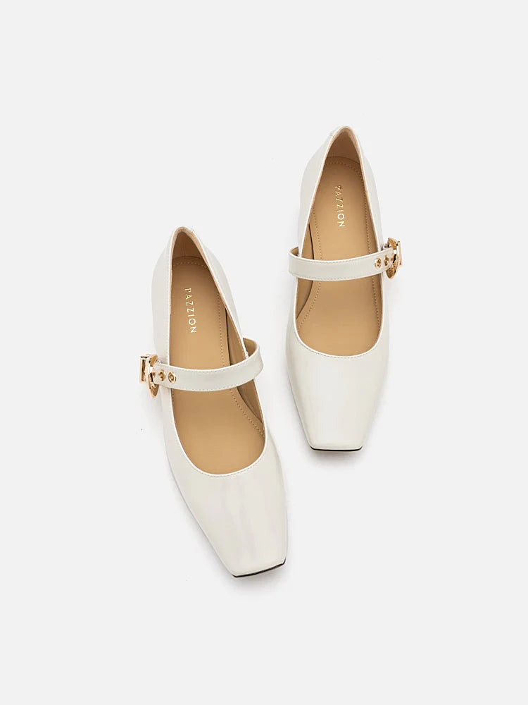 PAZZION, Etta Square-Toe MaryJane Heels, Beige