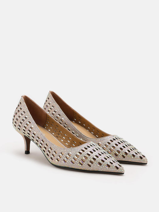 PAZZION, Evangeline Pointed High Heels, Champagne