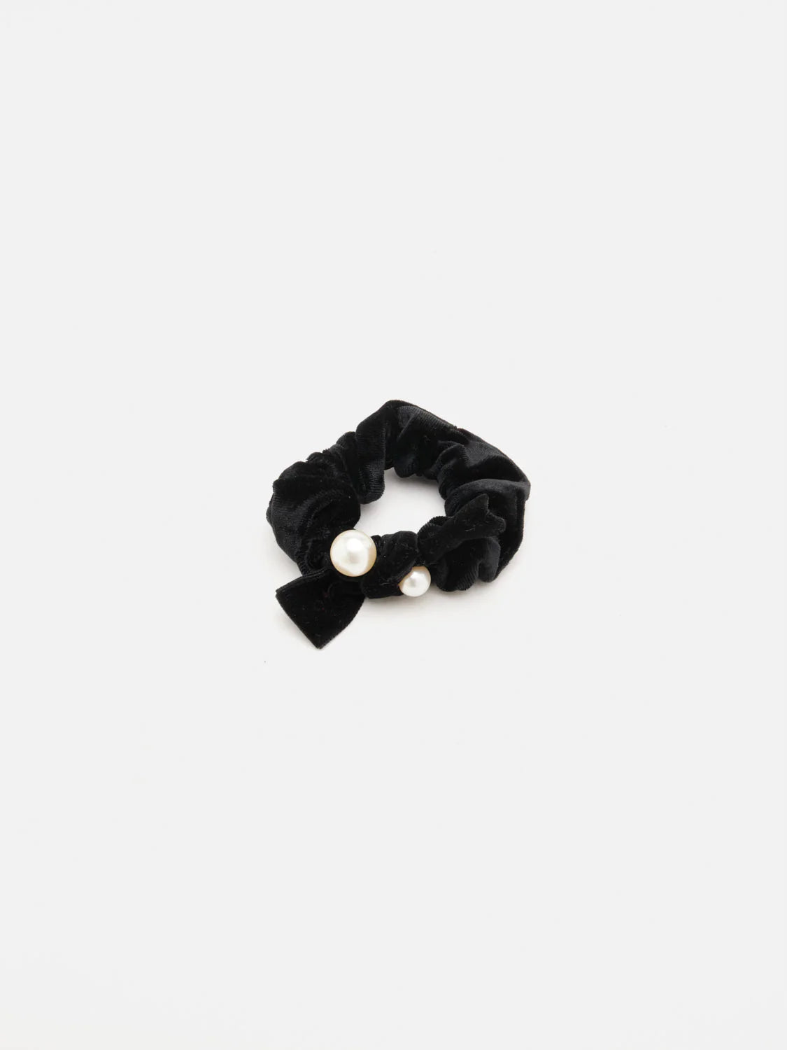 PAZZION, Everly Pearl Velvet Scrunchie, Black
