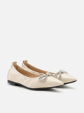 PAZZION, Fairleigh Crystal Embellished Bow Pointed Toe Flats, Champagne