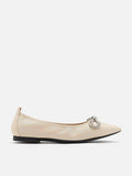 PAZZION, Fairleigh Crystal Embellished Bow Pointed Toe Flats, Champagne