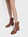 PAZZION, Fallon Leather Ankle Boots, Brown