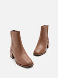 PAZZION, Fallon Leather Ankle Boots, Brown