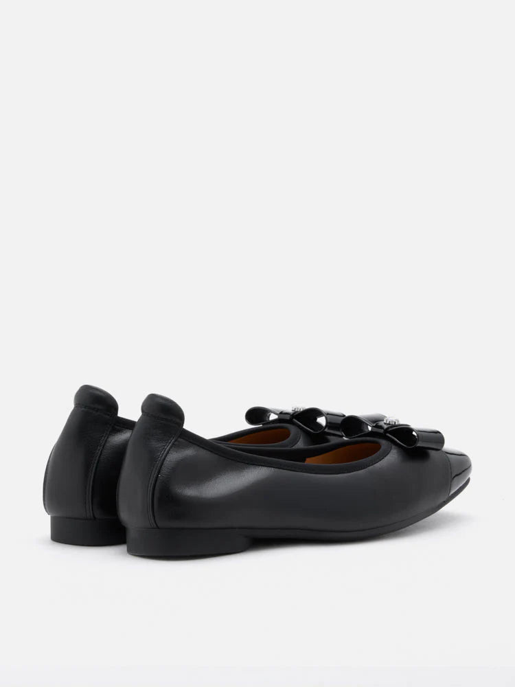 PAZZION, Fayence Patent Bow Flats, Black