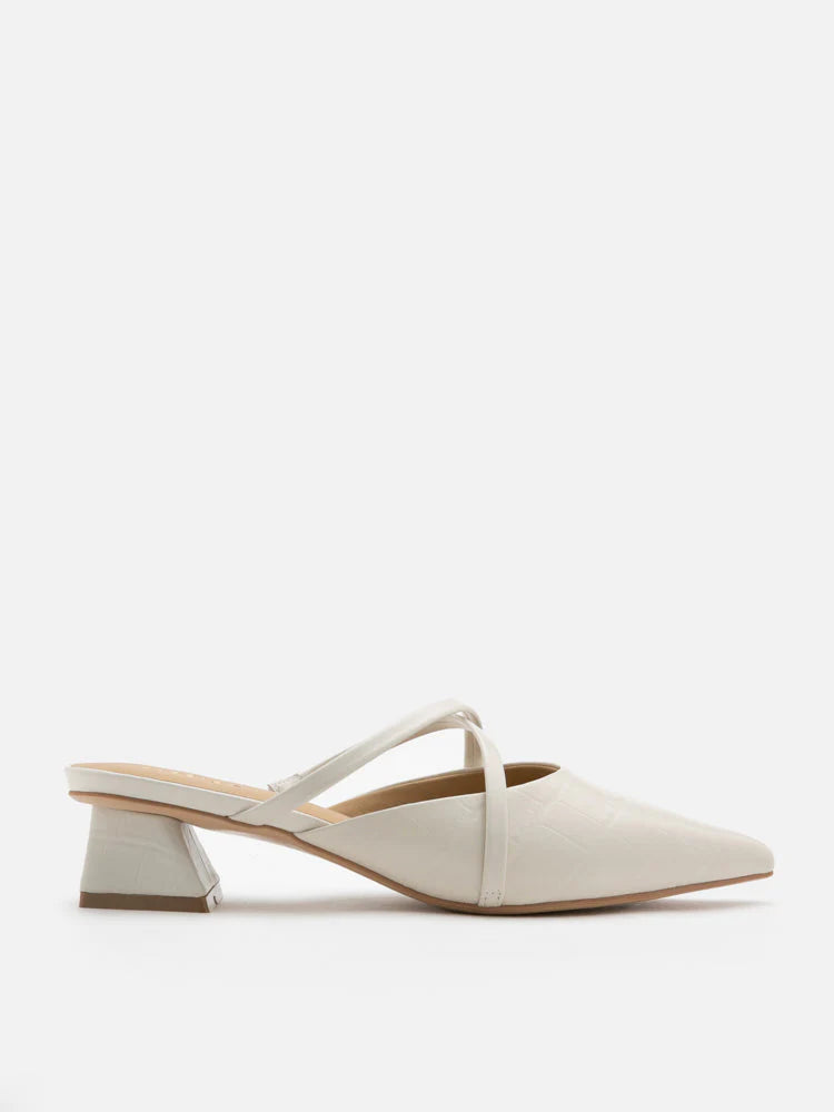 PAZZION, Felicity Strappy Pointed Toe Mules, Beige