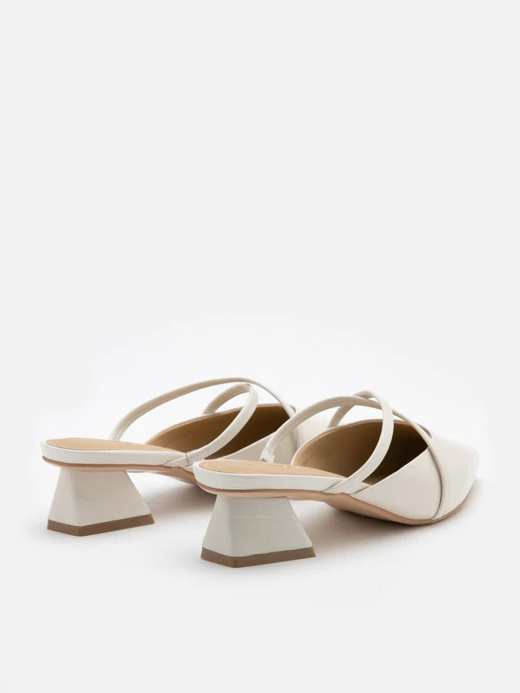 PAZZION, Felicity Strappy Pointed Toe Mules, Beige