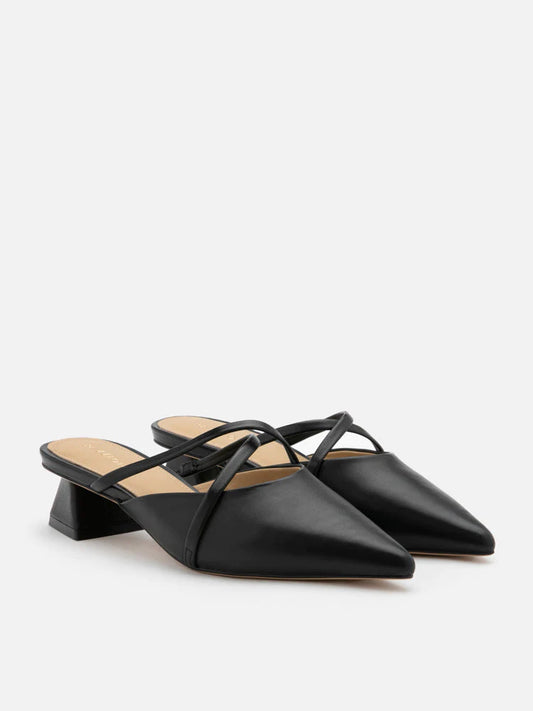 PAZZION, Felicity Strappy Pointed Toe Mules, Black