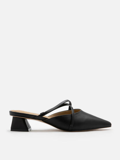 PAZZION, Felicity Strappy Pointed Toe Mules, Black