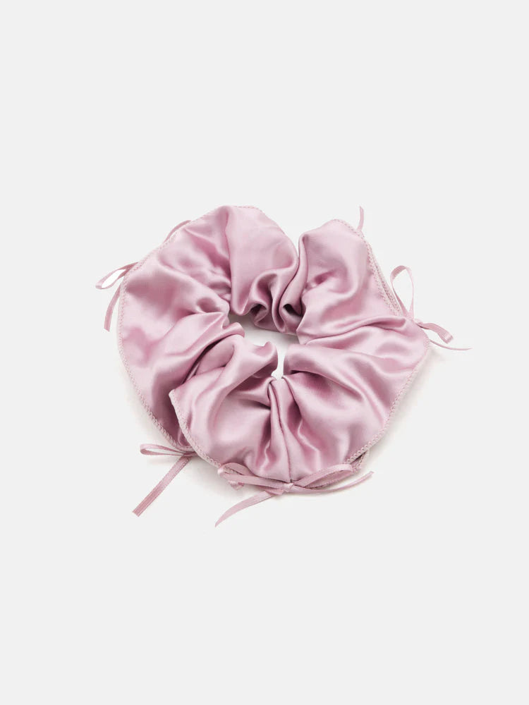 PAZZION, Fern Satin Bow Scrunchie, Pink