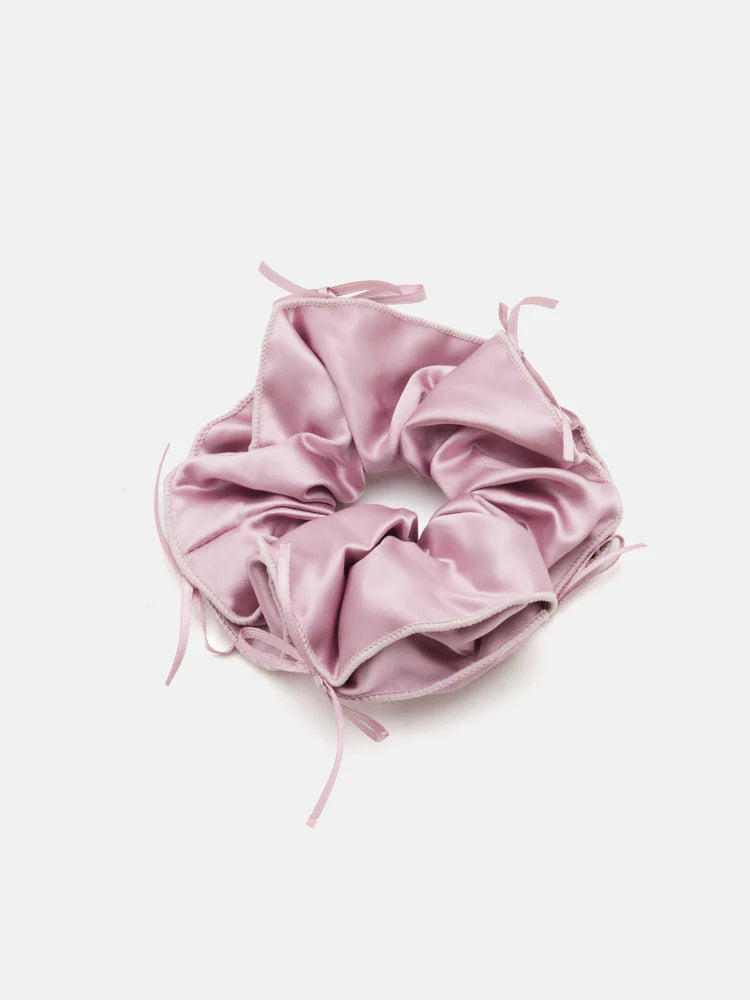 PAZZION, Fern Satin Bow Scrunchie, Pink