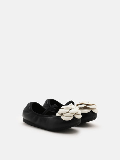 PAZZION, Floret Baby Ballerinas, Black