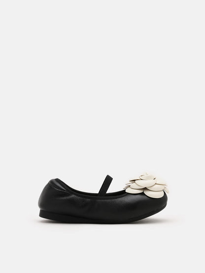 PAZZION, Floret Baby Ballerinas, Black