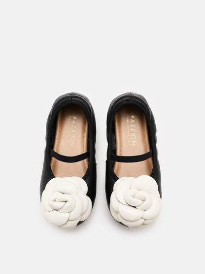 PAZZION, Floret Baby Ballerinas, Black