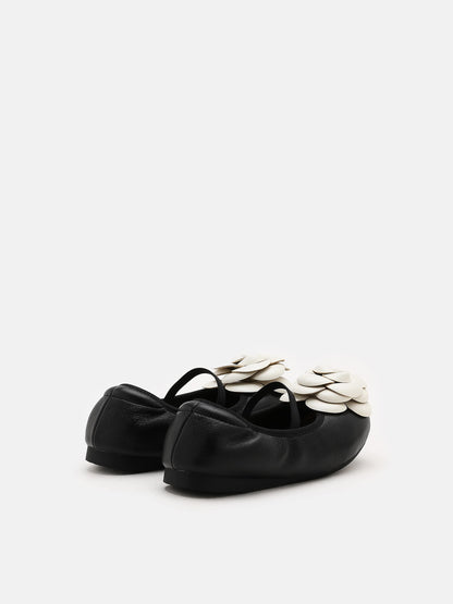 PAZZION, Floret Baby Ballerinas, Black