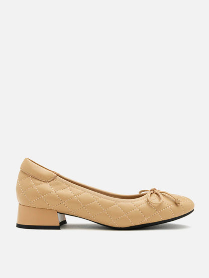 PAZZION, Francesca Bow Ballerina Heels, Almond