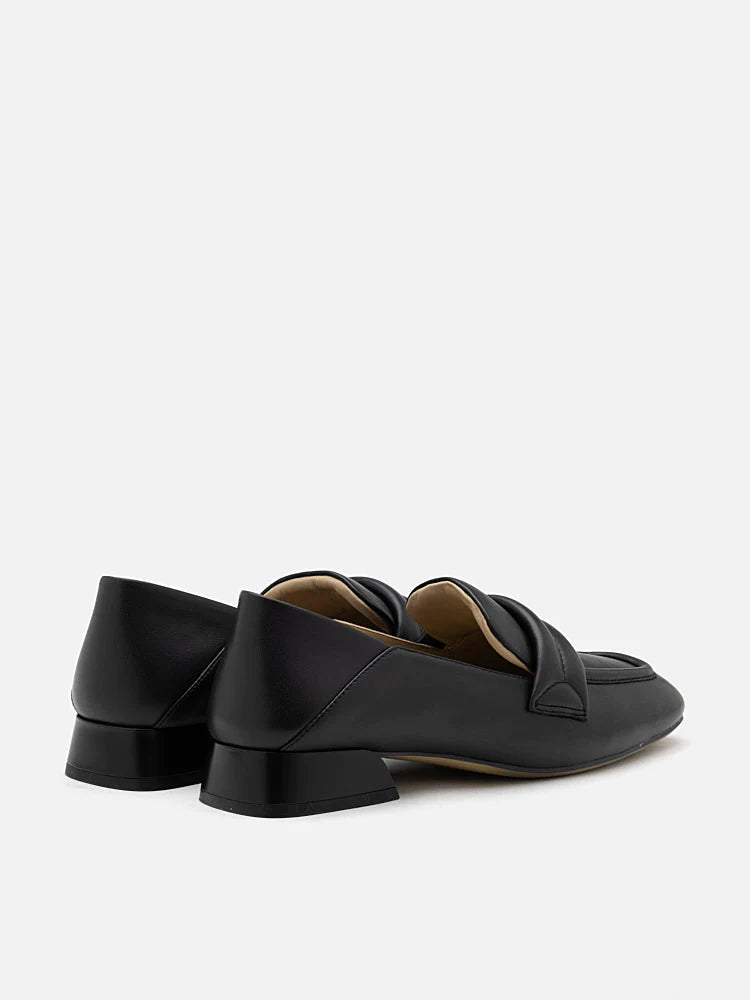 PAZZION, Gabriella Square Toe Heeled Loafers, Black