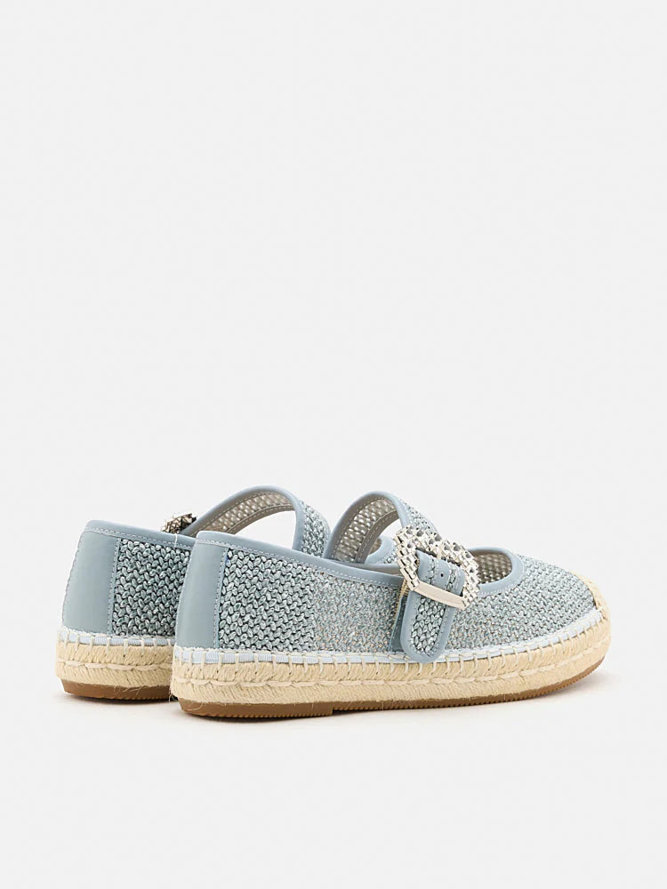 PAZZION, Gemma Diamante Buckle Espadrille Flats, Blue