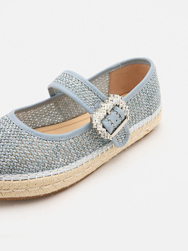 PAZZION, Gemma Diamante Buckle Espadrille Flats, Blue