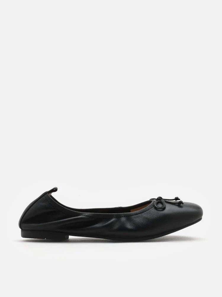 PAZZION, Gia Bow Square Toe Flats, Black