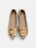 PAZZION, Gilda Brass Pointed Toe Flats, Almond