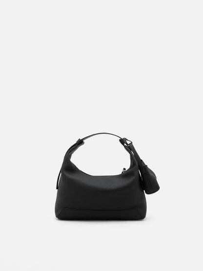 PAZZION, Giovanna Slouchy Leather Shoulder Bag, Black