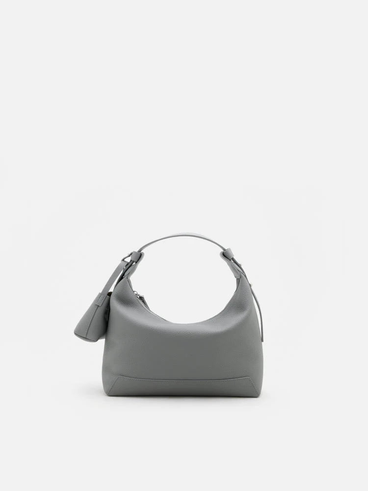 PAZZION, Giovanna Slouchy Leather Shoulder Bag, Grey