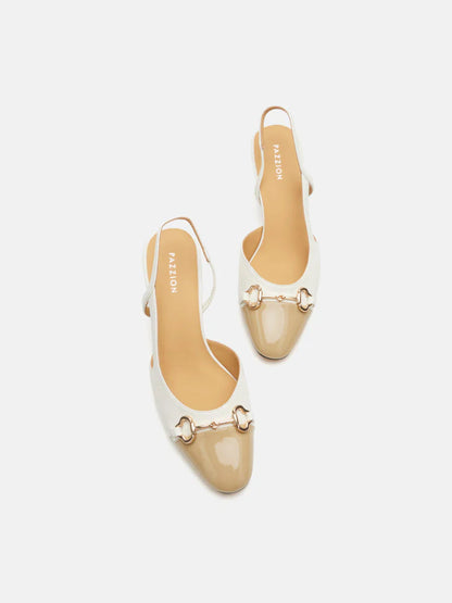 PAZZION, Gloria Horsebit Toe Cap Slingback Heels, Beige