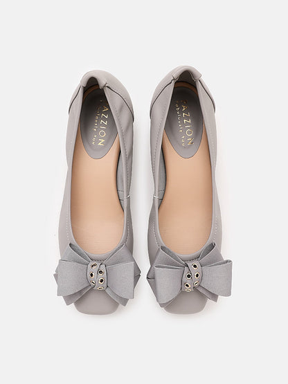 PAZZION, Grace Oversize Bow Ballerinas, Grey