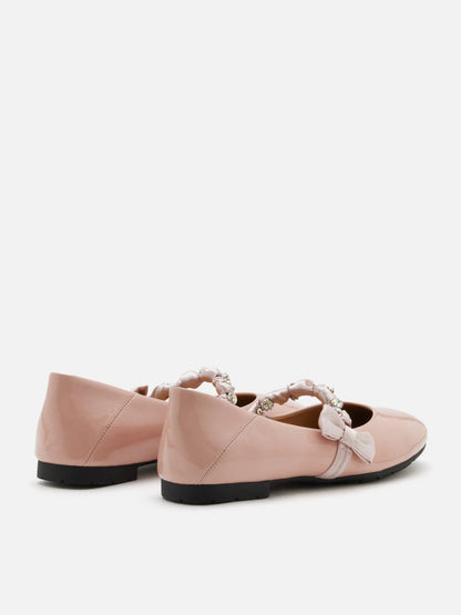 PAZZION, Guillame Braided Strap Patent Mary Janes, Pink