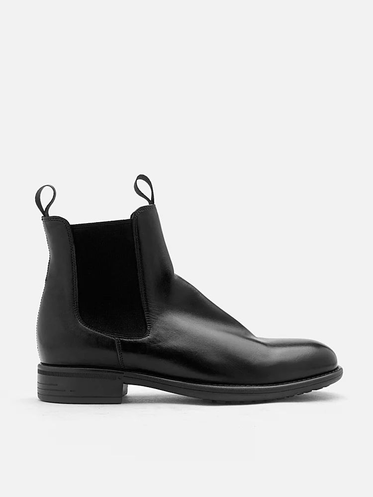 PAZZION, Gwen Calfskin Leather Chelsea Boots, Black