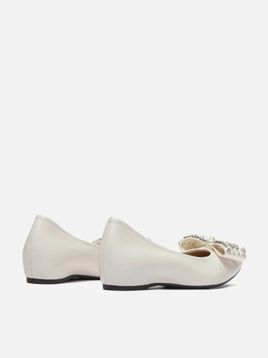 PAZZION, Halisse Diamante Bow Leather Flats, Beige