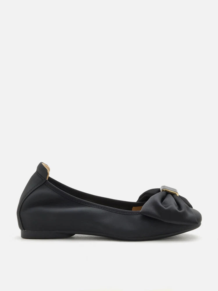 PAZZION, Hana Silk Bow Flats, Black