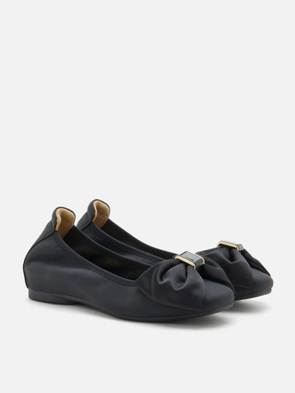 PAZZION, Hana Silk Bow Flats, Black