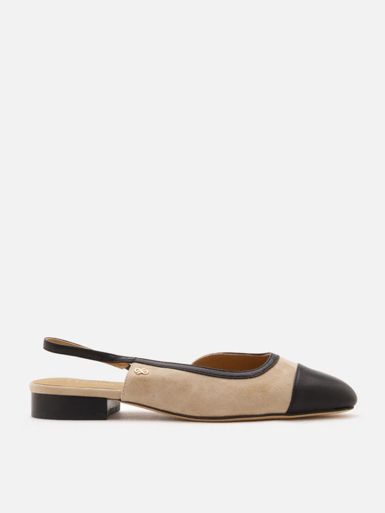 PAZZION, Hanneli Toe Cap Suede Slingback Flats, Almond