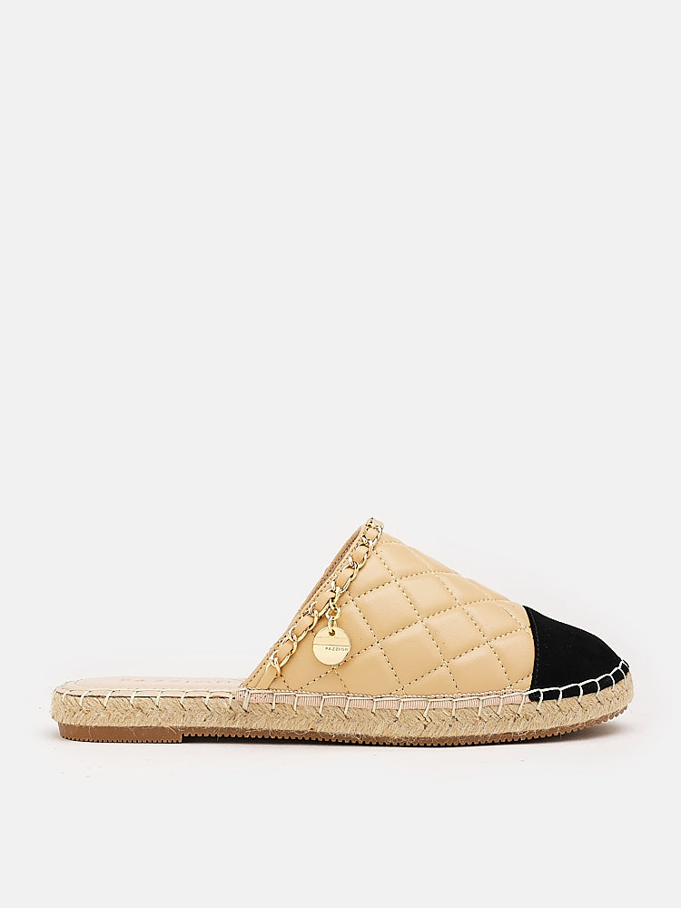 PAZZION, Hans Dual Quilted Slip On Mules, Almond