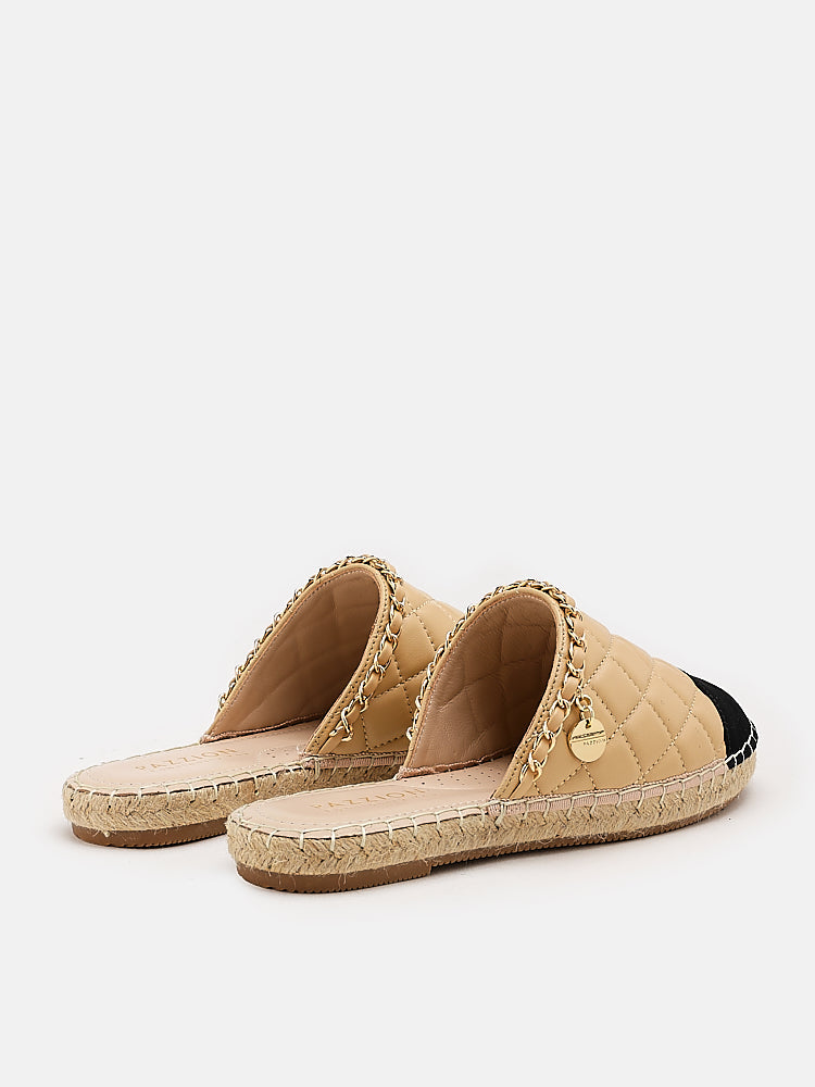 PAZZION, Hans Dual Quilted Slip On Mules, Almond