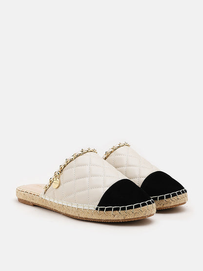 PAZZION, Hans Dual Quilted Slip On Mules, Beige